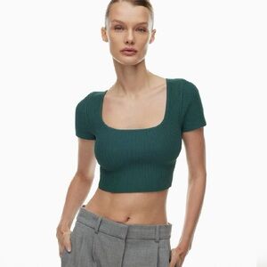 Sculpt Knit Squareneck Top aritizia Babaton green XL women crop shirt blouse